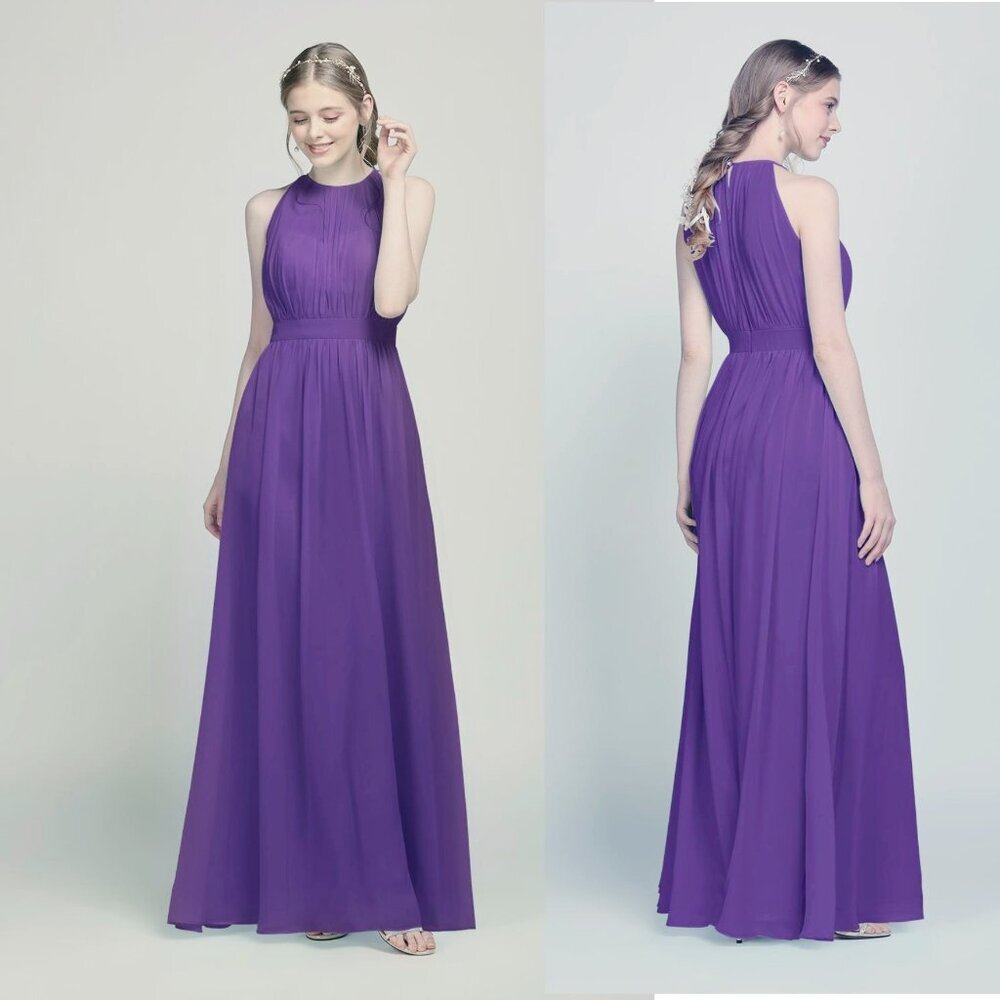 AW Bridal Dessa Bridesmaid Dress Purple Gown Wedding Formal Chiffon 6‎
